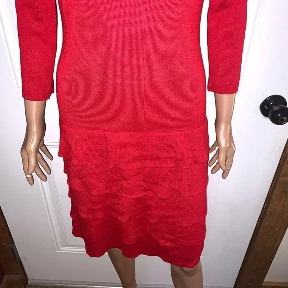 Calvin Klein three-quarter sleeve sweater dress Cherry Red Medium - Picture 5 of 8